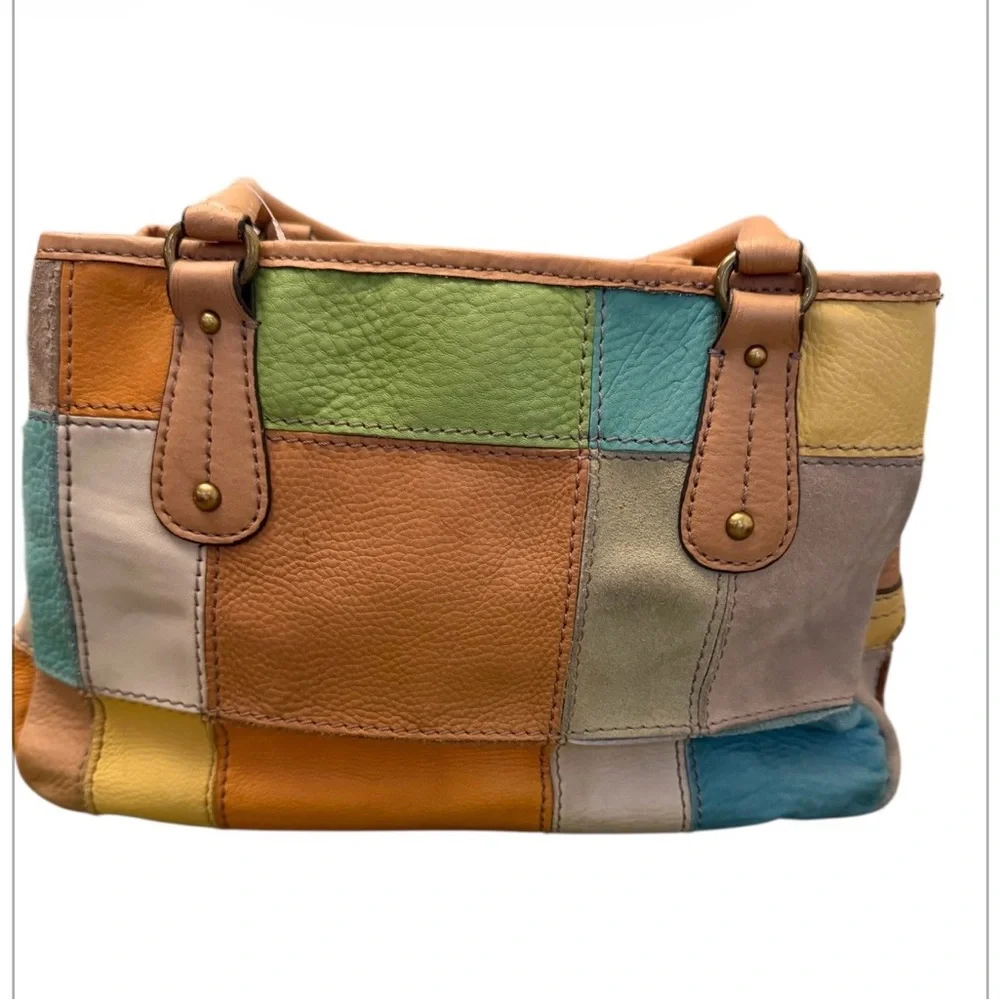 Fossil Rare Vintage Patchwork Leather & Suede Bag - Multicolor - Picture 2 of 9